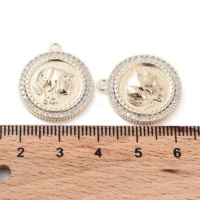 Brass Micro Pave Clear Cubic Zirconia Pendants KK-F871-40G-1