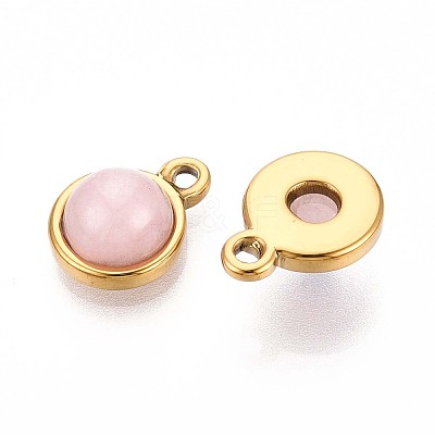 Natural Rose Quartz Half Round Charms STAS-N109-213A-G-1