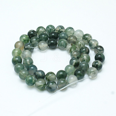 Natural Moss Agate Beads Strands G-I199-06-4mm-1