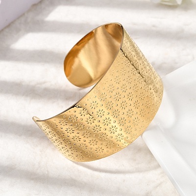 316L Surgical Stainless Steel Cuff Bangles BJEW-D454-01C-G-1