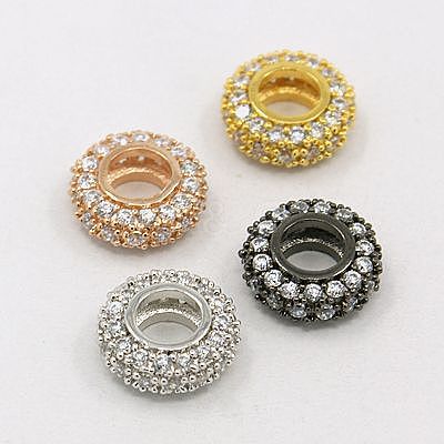 Brass Cubic Zirconia European Beads ZIRC-F001-102-1