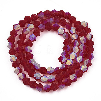 Imitate Austrian Crystal Bicone Frosted Glass Beads Strands GLAA-F029-TM4mm-A27-1