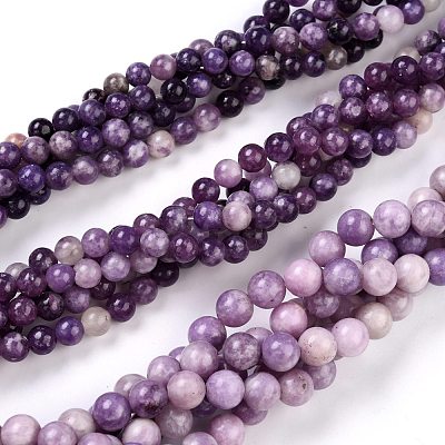 Natural Lepidolite/Purple Mica Stone Beads Strands X-G-K415-4mm-1