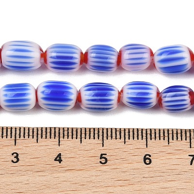 Handmade Millefiori Glass Oval Beads Strands LK-Z001-02B-06-1