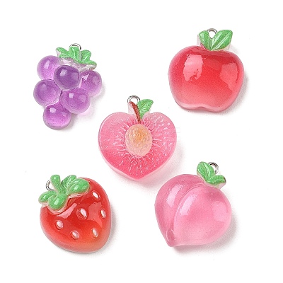 Transparent Resin Imitation Fruit Pendants RE-CBADD3D-03-1