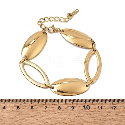304 Stainless Steel Hollow Oval Link Chain Bracelets SA-CBAF6AD-06G-1