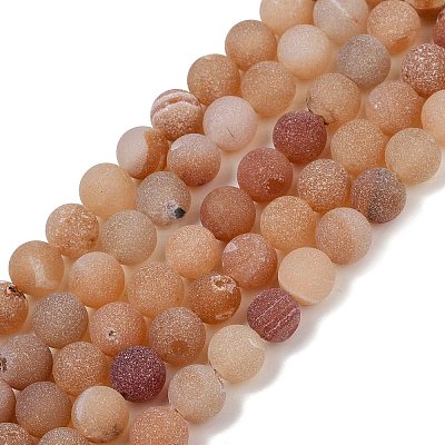 Natural Druzy Agate Beads Strands G-NH0024-A06-8mm-1