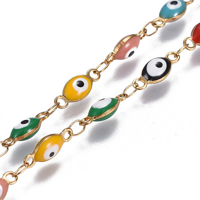 304 Stainless Steel Enamel Chains CHS-P006-08G-A-1