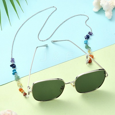 Natural Mixed Gemstone Chips Beaded Eyeglasses Chains GG-CJ724D-P-1