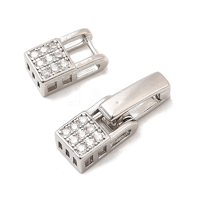 Brass Micro Pave Clear Cubic Zirconia Fold Over Clasps X-KK-C075-36P-1