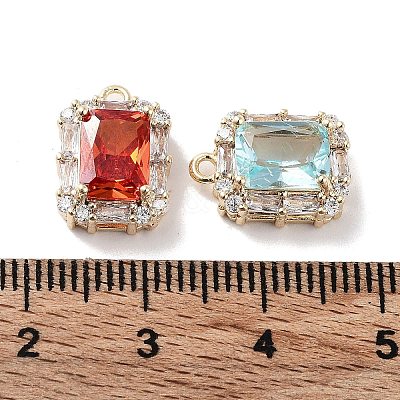 Brass Micro Pave Cubic Zirconia Charms KK-F871-22G-1