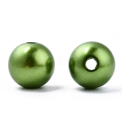Spray Painted ABS Plastic Imitation Pearl Beads OACR-T015-05B-09-1