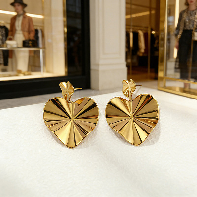 Alloy Heart Stud Dangle Earrings for Women WG8C281-01-1