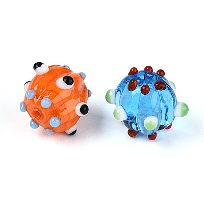 Handmade Pumpkin Spot Lampwork Beads LAMP-P064-02C-1