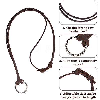 2Pcs 2 Colors Alloy Cowhide Leather Cords Neck Cord AJEW-GF0013-18-1