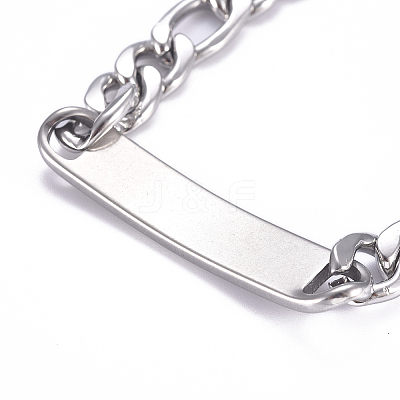 667 Stainless Steel Figaro Chain ID Bracelets BJEW-G631-03P-1-1