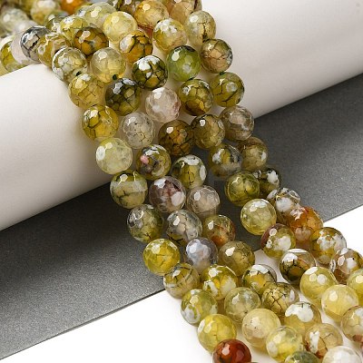 Dyed & Heated Natural Fire Crackle Agate Beads Strands G-P539-C01-01-1