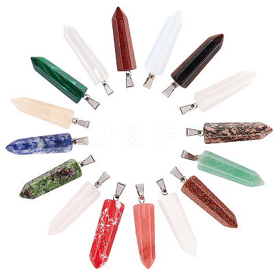 Natural & Synthetic Gemstone Point Pendants G-NB0001-27P-1