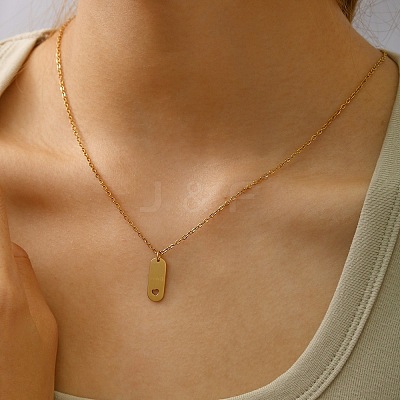 201 Stainless Steel Smile Oval Pendant Necklaces for Women WG85DC7-01-1
