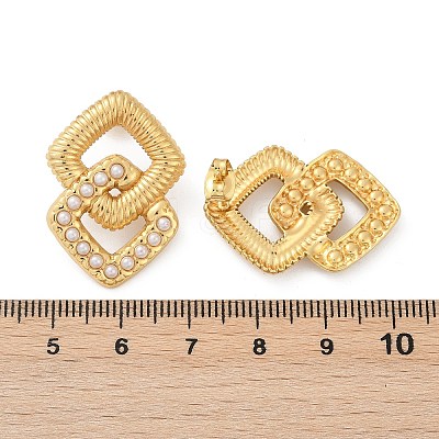 304 Stainless Steel ABS Plastic Pearl Stud Earrings for Women EJEW-U046-10G-1