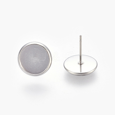 Non-Tarnish Eco-Friendly 316 Surgical Stainless Steel Stud Earring Settings X-STAS-F181-01P-10mm-1