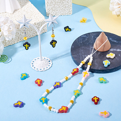 20Pcs 10 Colors Glass Beads Enamel Beads BLOW-TA0001-07A-1