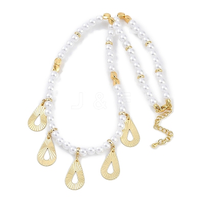 6mm Round ABS Imitation Pearl Beaded Necklaces NJEW-P317-12D-G-1