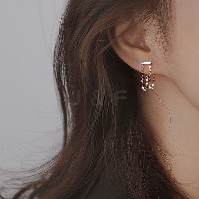 Stick Brass Cable Chain Stud Earrings FS-WGC480B-01-1