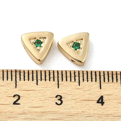 Real 18K Gold Plated Brass Micro Pave Cubic Zirconia Bead KK-H455-08G-03-1