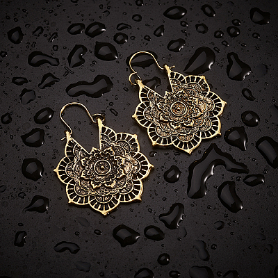 Bohemian Retro Style Alloy Dangle Hoop Earrings EJEW-TAC0003-01AG-1