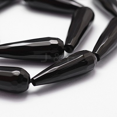 Natural Black Onyx Beads Strands G-P161-24-30x10mm-1