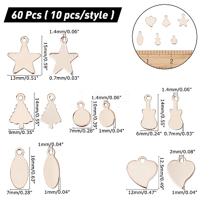 304 Stainless Steel Charms STAS-AR0001-07RG-1