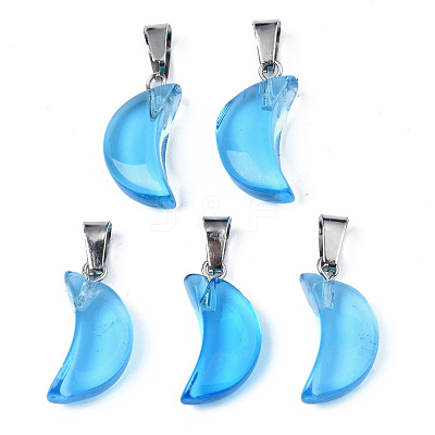 Transparent Spray Painted Glass Pendants GLAA-N035-021-F03-1