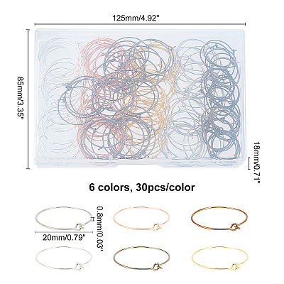 180Pcs 6 Colors Brass Wine Glass Charm Rings KK-CA0001-87-1