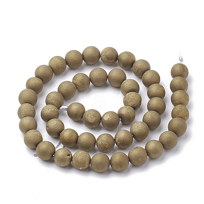 Electroplate Natural Druzy Geode Weathered Agate Beads Strands G-S284-6mm-06-1