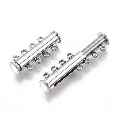 Tarnish Resistant 201 Stainless Steel Magnetic Slide Lock Clasps X-STAS-S079-159P-1