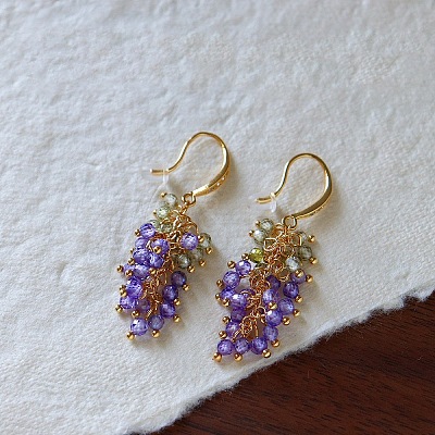 Brass Micro Pave Cubic Zirconia Dangle Earrings WG2D2E7-01-1