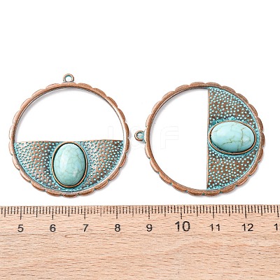 Alloy with Synthetic Turquoise Pendants FIND-B055-01F-1