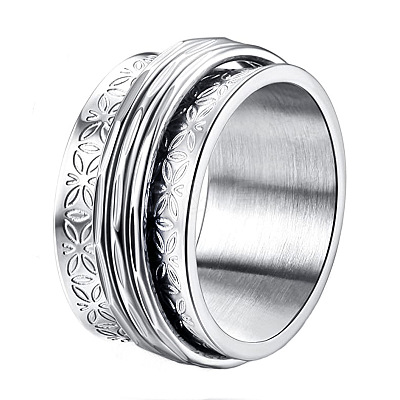 Retro Rotatable 304 Stainless Steel Finger Rings FS-WG84C22-09-1