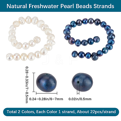 2 Strands 2 Colors Natural Cultured Freshwater Pearl Beads Strands PEAR-BBC0001-23-1