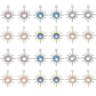 24Pcs 6 Styles Rack Plating Alloy Pendants FIND-SC0005-41-1