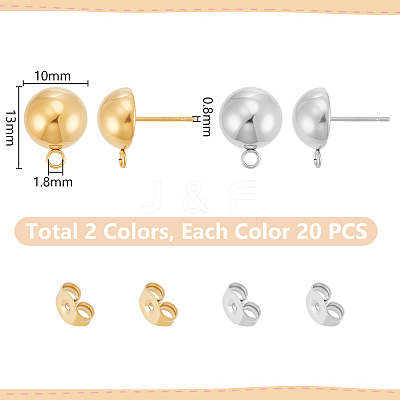 304 Stainless Steel Stud Earring Findings STAS-UN0012-12-1