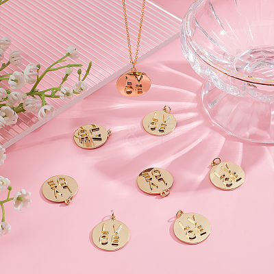 8Pcs Valentine Theme Brass Pendants KK-BBC0002-57-1