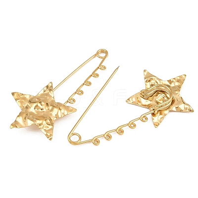 Textured Starfish 304 Stainless Steel Safety Pins Brooch Findings SA-CBA098D-16G-G05-1