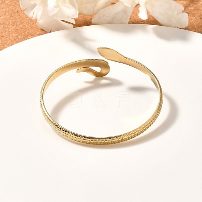 Ion Plating(IP) 304 Stainless Steel Snake Open Cuff Bangles BJEW-L682-011G-1