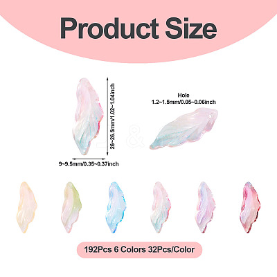 192Pcs 6 Colors Baking Paint Transparent Glass Pendants DGLA-TA0001-41-1