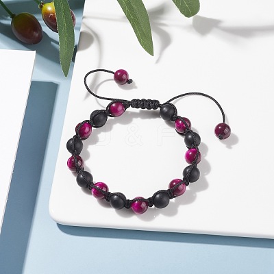 Round Stone Braided Bead Bracelets Set BJEW-JB07260-04-1