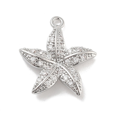 Brass Pave Clear Cubic Zirconia Pendants KK-Z061-09P-01-1