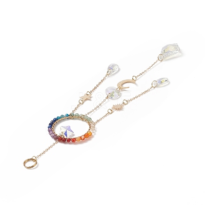 Glass Teardrop & Star Window Hanging Suncatchers HJEW-JM00906-1