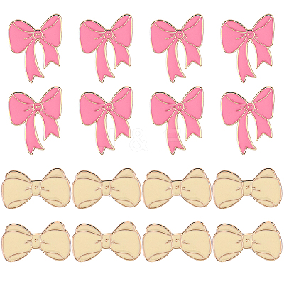 16Pcs 2 Styles Bowknot Enamel Pins JEWB-SC0001-74-1